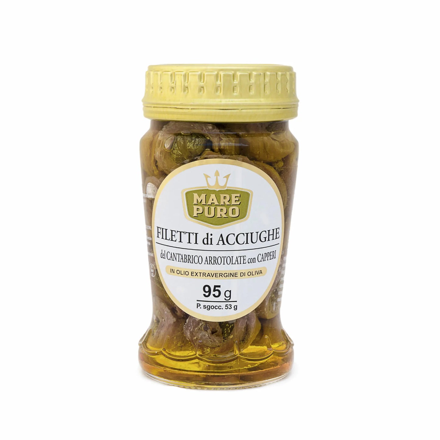Anchovy fillets from the Cantabrian Sea with capers in extra virgin olive oil 95 grams