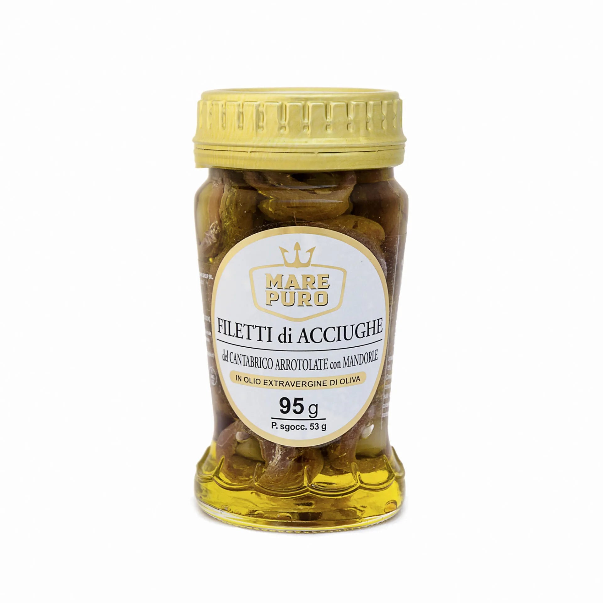 Filetti Di Acciughe Del mar Cantabrico Con Mandorle in olio extravergine d'oliva 95 grammi - TONNOMAREMIO