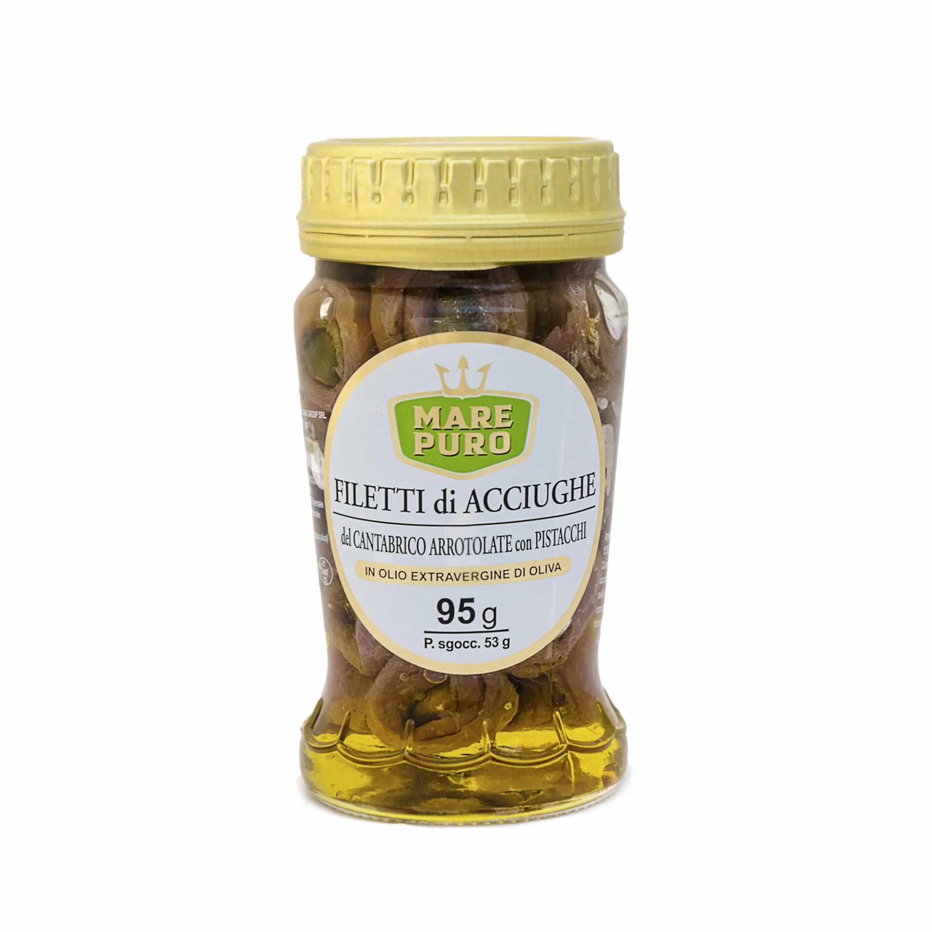 Filetti Di Acciughe Del mar Cantabrico Con Pistacchio in olio extravergine d'oliva 95 grammi - TONNOMAREMIO